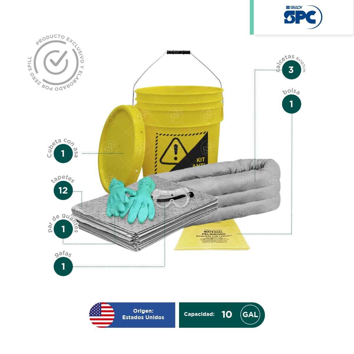 kit antiderrames tambo universal no quimicos spc 10 gal 002