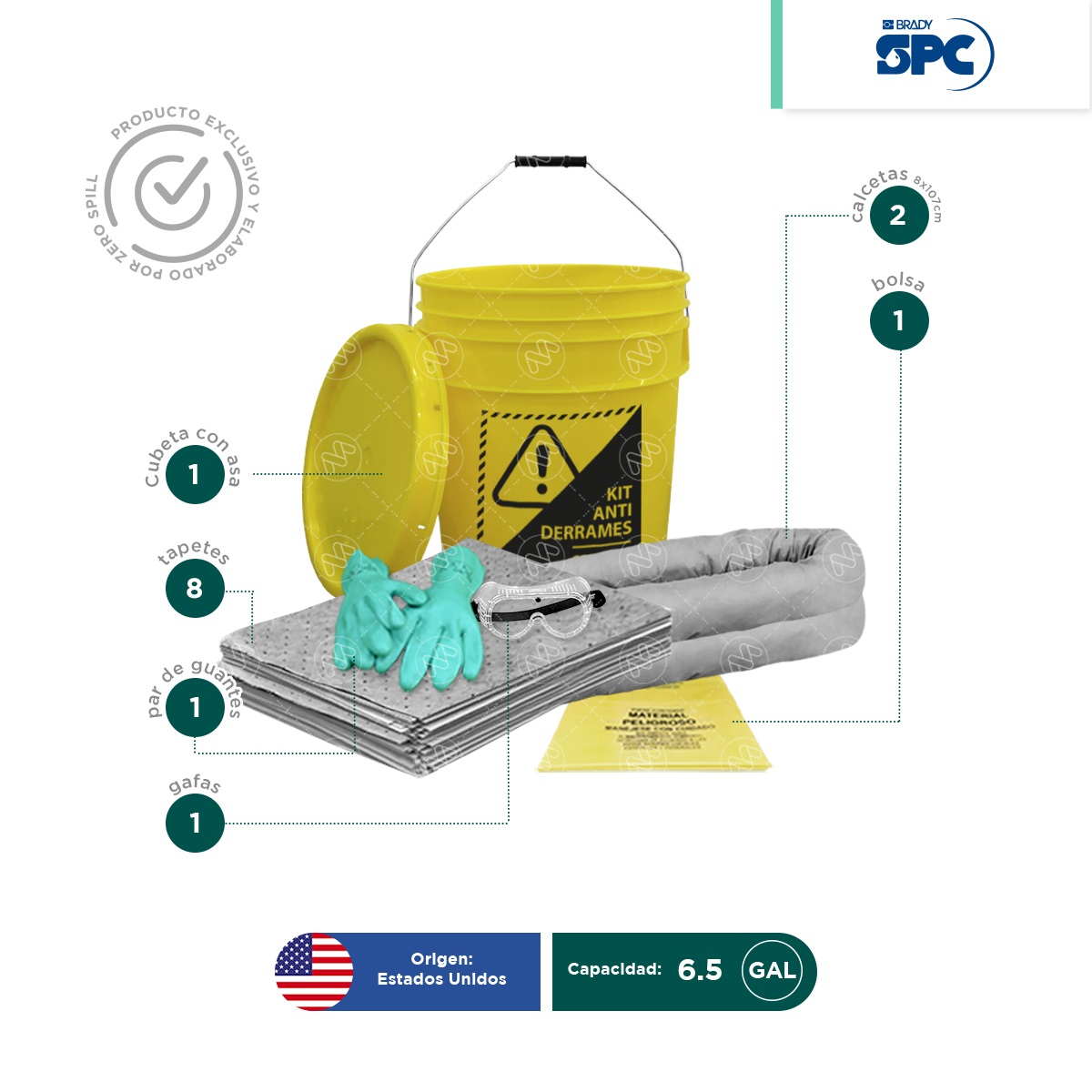 kit antiderrames tambo universal no quimicos spc 6 5 gal 002