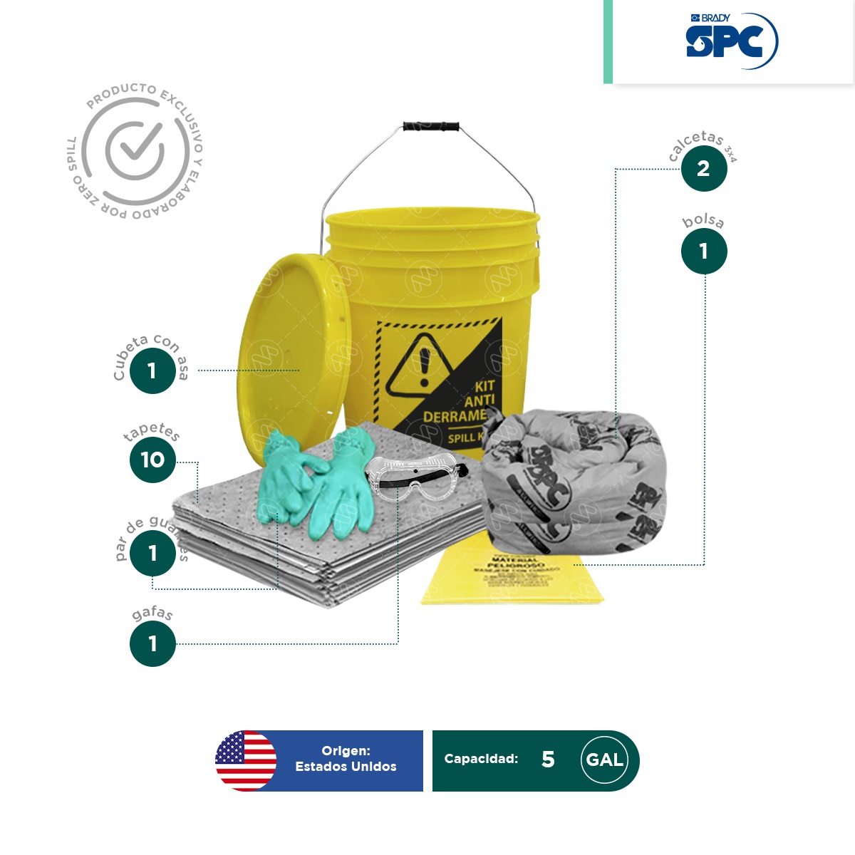 kit antiderrames tambo universal spc 5 gal 002