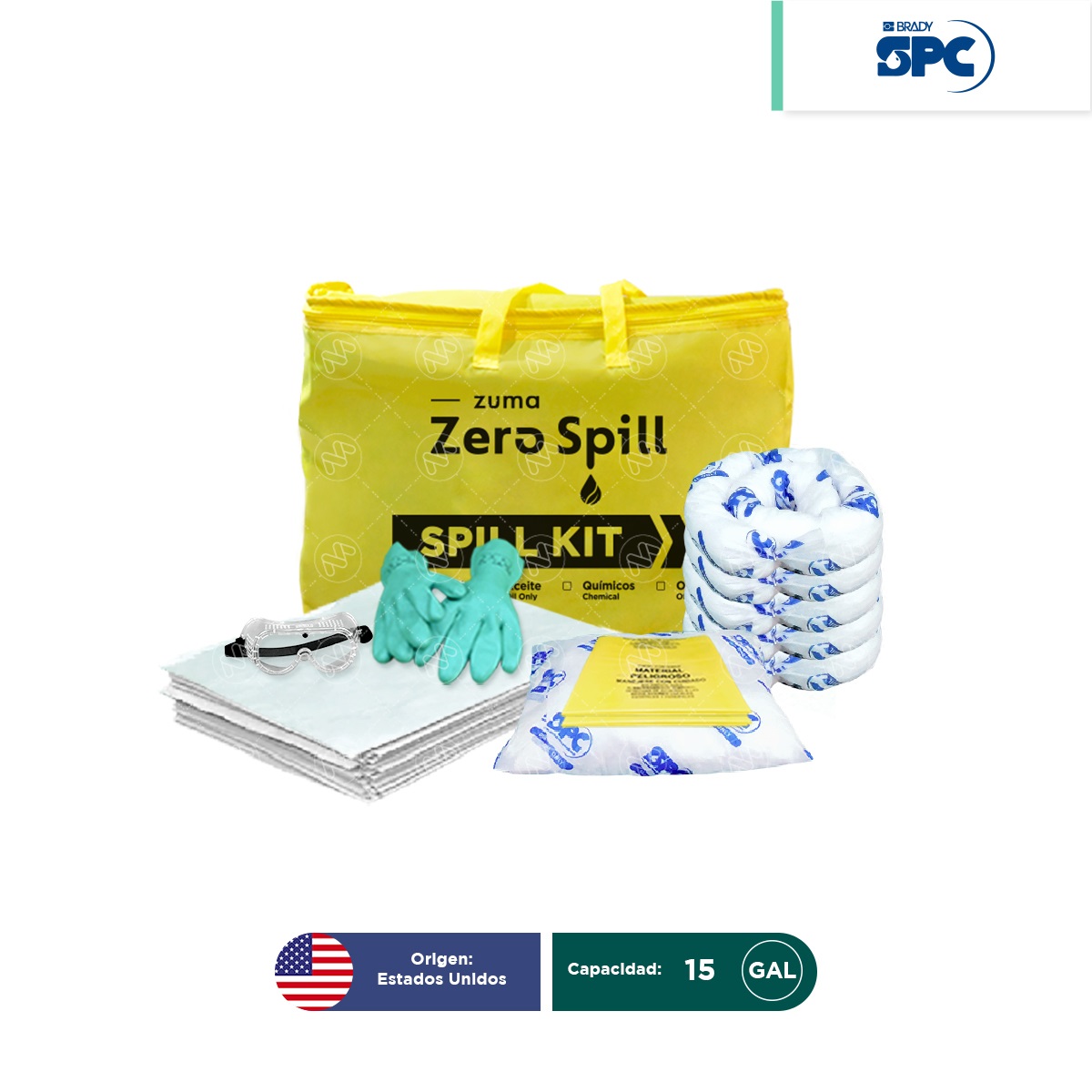 kit portatil antiderrames para respuesta a emergencias 15 gal aceite spc 003