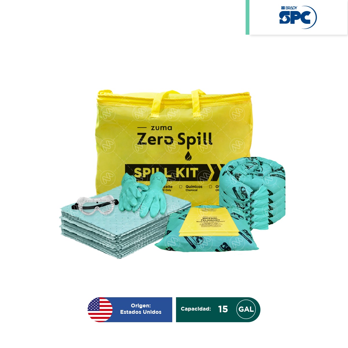 kit portatil antiderrames para respuesta a emergencias 15 gal hazmat spc 003