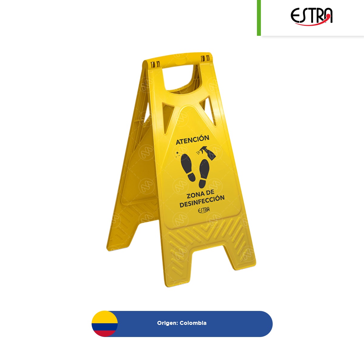 senal plegable de plastico zona de desinfeccion estra amarilla 001