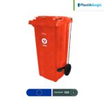 contenedor con 2 ruedas y pedal plastik gogic 120 l rojo rpbi 001